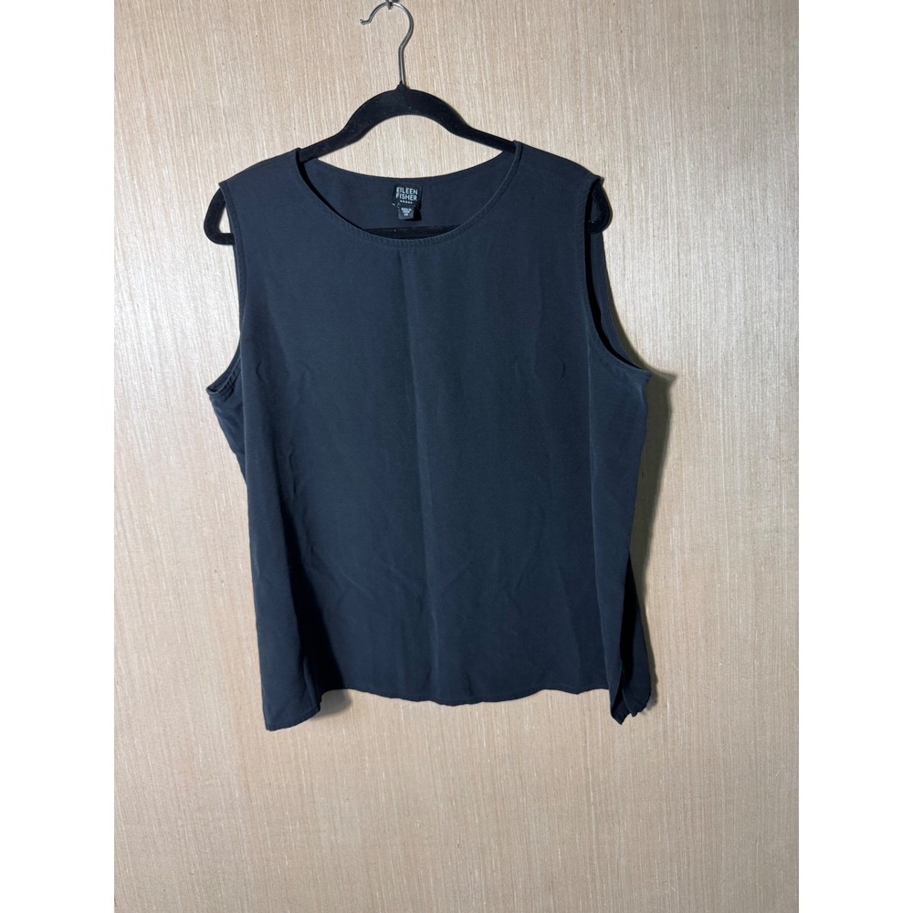 Eileen Fisher Black Silk Sleeveless Top Blouse Plus Size 1X